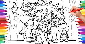Coloring Super Mario and All His Friends | Super Mario Nintendo Videogame Coloring Pages for Kids