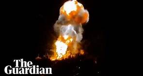 Moment Ukrainian airstrike hits Russian warship in Crimea