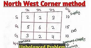 North West Corner Method Unbalanced Transportation Problem| North West Corner method Unbalanced