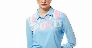 【Lynx Golf】女款吸濕排汗機能個性潮流LOGO字樣印花長袖POLO衫-淺藍色 | Lynx | Yahoo奇摩購物中心