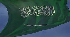Waving flag and National Anthem of Saudi Arabia