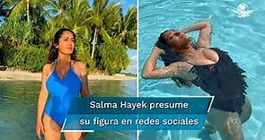 ¡De pronto flash! Salma Hayek celebra su cumpleaños 55 en traje de baño azul