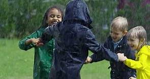 Children Playing in the Park, Getting Wet by the Rain