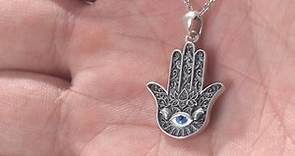 Hamsa Hand of Fatima Necklace for Women Sterling Silver