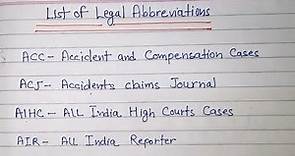 List of Top Legal Abbreviations | Law Abbreviation | Legal Abbreviations