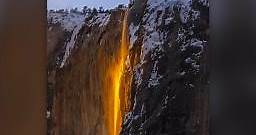 Así se ve el fenómeno de la "cascada de fuego" en el Parque Nacional Yosemite