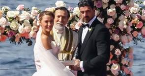 Blake Lively photographed wearing a wedding dress in Italy
