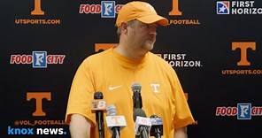 Tennessee football coach Josh Heupel speaks after Vols' 29-16 loss to Florida in The Swamp