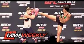 Amanda Nunes Spars with Girlfriend at UFC 213 Workout