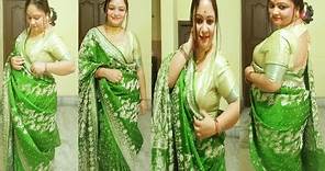 How To Wear Heavy Zari Work Saree I Create Madhuri Dixit Look I Look Elegant in Saree