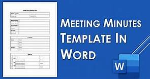How to Design Meeting Minutes Template in Word | Meeting Minutes Template Design