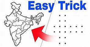 India map easy trick | How to draw India map With Dots | India map drawing | map of india