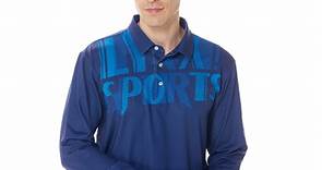 【Lynx Golf】男款吸濕排汗機能個性潮流LOGO字樣印花長袖POLO衫-丈青色 | Lynx | Yahoo奇摩購物中心
