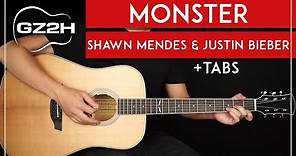 Monster Guitar Tutorial Shawn Mendes Justin Bieber Guitar Lesson |No Capo|