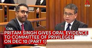 WP's Pritam Singh testifies at Committee of Privileges hearing, says Raeesah Khan is lying (Part 1)