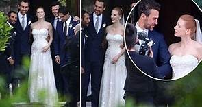Jessica Chastain looks stunning in white bridal gown when she married Gian Luca Passi de Preposulo