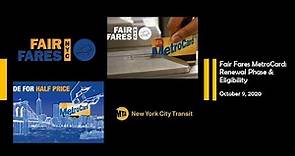 Fair Fares MetroCard Update: Renewal Phase & Eligibility