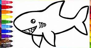 Cómo Dibujar Un Tiburón 🦈🌊 Dibuja y Colorea Un Lindo Tiburón Arcoiris 🌈 Dibujos Para Niños