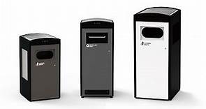 Solar-powered trash compactor bin (CleanCUBE)