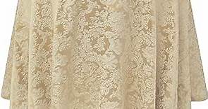ULTIMATE TEXTILE Miranda 120-Inch Round Damask Tablecloth Champagne Ivory Cream