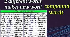 compound words | compound words in english| compound word list