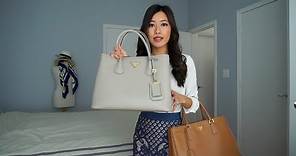 Prada Saffiano tote review: Cuir double bag vs. Lux double zip purse comparison