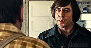 Javier Bardem won an oscar for playing the terrifying Anton Chigurh. Years later, this scene is still pure gold.