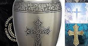 Silver Cross Cremation Urns for Adult Male for Funeral, Burial or Home. Cremation Urns for Human Ashes Adult Female Urns for Dad and Cremation Urns for Adults XL Large & Small Urns for Ashes