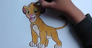 Dibujando y pintando a Simba (Rey Leon) - Drawing and painting Simba