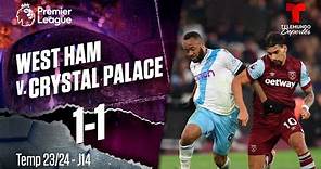 Highlights & Goles: West Ham v. Crystal Palace 1-1 | Premier League | Telemundo Deportes