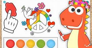 Aprende con Eddie cómo colorear el símbolo de la Paz🕊✨Eddie el dinosaurio el Día Mundial de la Paz