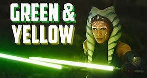Ahsoka Tano in the Mandalorian with Green and Yellow Lightsaber Colours
