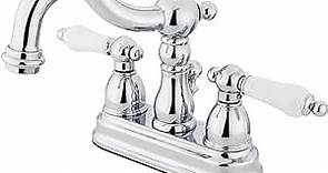 Kingston Brass KB1601PL Heritage 4-Inch Centerset Lavatory Faucet with Porcelain Lever Handle, Polished Chrome