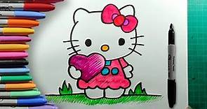 Cómo Dibujar y Colorear a Hello Kitty Paso a Paso Fácil para Niños y Principiantes