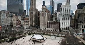 Cloud Gate “The Bean” at Chicago’s Millennium Park Aerial View | 4K Drone footage