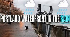Tom McCall Waterfront Park in the rain in Portland, Oregon │4K 60ᶠᵖˢ │Virtual Walking Tour | City