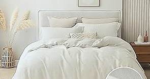 Belgian Linen Duvet Cover Set King Size - 100% Natural Flax Breathable & Durable Comforter Cover Set with Zipper Closure 8 Ties, 3pcs Farmhouse Soft Bedding Set (White, 104x90, NO Comforter)