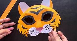 3D tiger mask | How to make a tiger mask using paper | DIY tiger paper mask | Animal paper mask idea