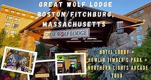 Great Wolf Lodge Boston Fitchburg Massachusetts Tour Hotel Lobby + Howlin Timbers Park + Arcade
