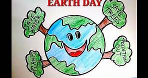 How to draw save earth save life l| Happy earth day drawing poster for kids... step by step.