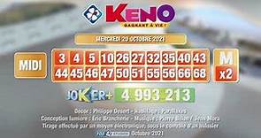 Tirage du midi Keno gagnant à vie® du 20 octobre 2021 - Résultat officiel - FDJ