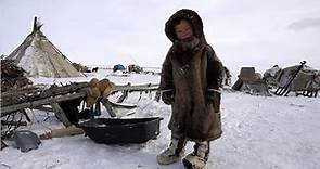 Children of TUNDRA. Winter Everyday life of nomads. North of Russia. Nenets