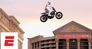 Travis Pastrana honors Evel Knievel by jumping Caesars Palace fountain in Las Vegas | ESPN