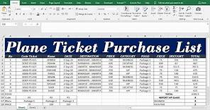 air ticket format in excel