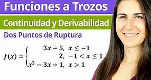 Funciones a Trozos con DOS PUNTOS de Ruptura 📉 CONTINUIDAD y DERIVABILIDAD