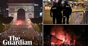 Riot police fire teargas at unruly France fans celebrating World Cup final place