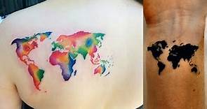 35 Best World Map Tattoo Designs | Tattoo Designs Crafts