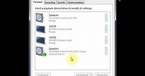 sound playback device settings in Windows