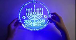 Hanukkah Decorations Window Lights, 8.3" Blue Hanukkah Menorah Star of David Chanukah Lights, Battery Operated Hanukkah Lights Window Decorations for Home Hanukkah Gift Holiday Decor