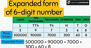 Expanded form of 6 digit numbers